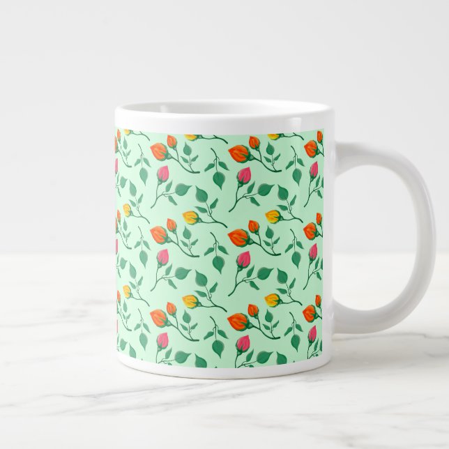 Blumenmuster mit farbigen Blume der Rose Jumbo-Tasse (Rechts)