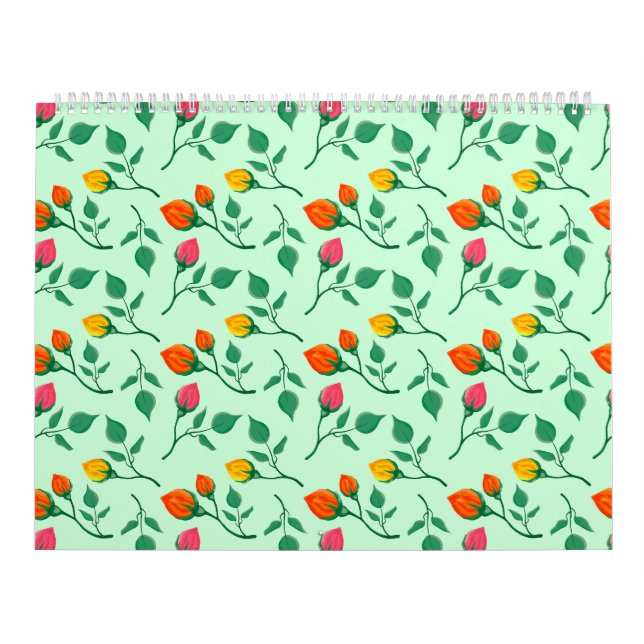 Blumenmuster mit farbigen Blume der Rose Kalender (Titelbild)