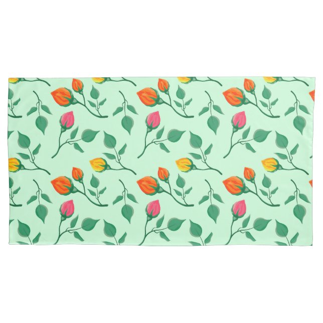 Blumenmuster mit farbigen Blume der Rose Kissenbezug (Vorderseite)