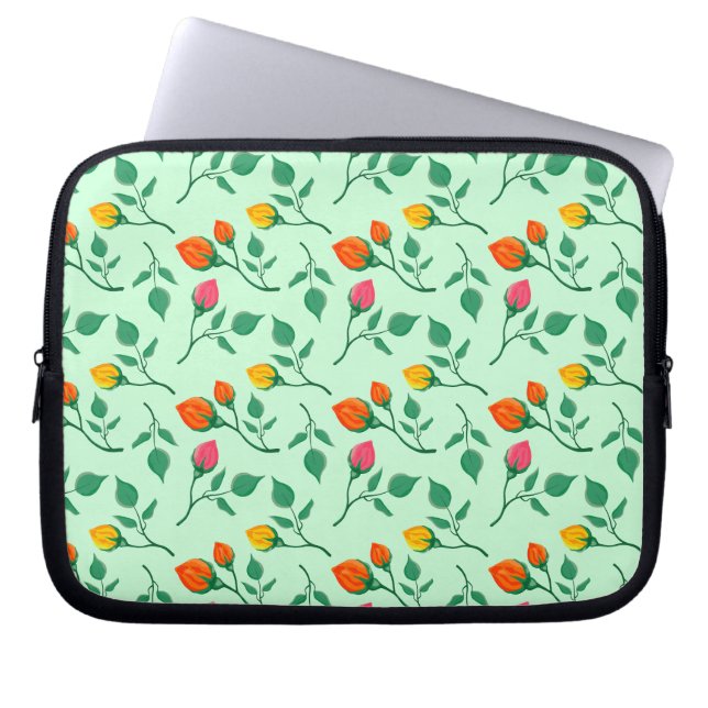 Blumenmuster mit farbigen Blume der Rose Laptopschutzhülle (Vorderseite)