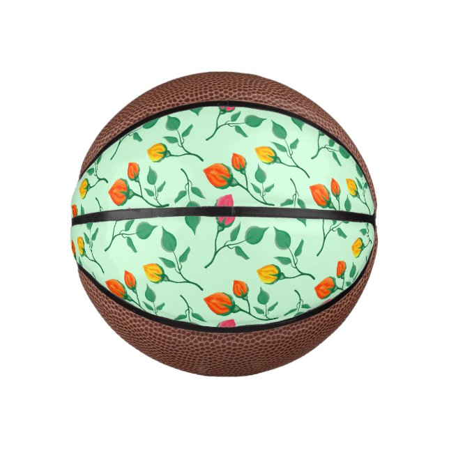Blumenmuster mit farbigen Blume der Rose Mini Basketball (Vorderseite)