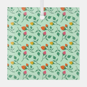 Blumenmuster mit farbigen Blume der Rose Ornament Aus Glas