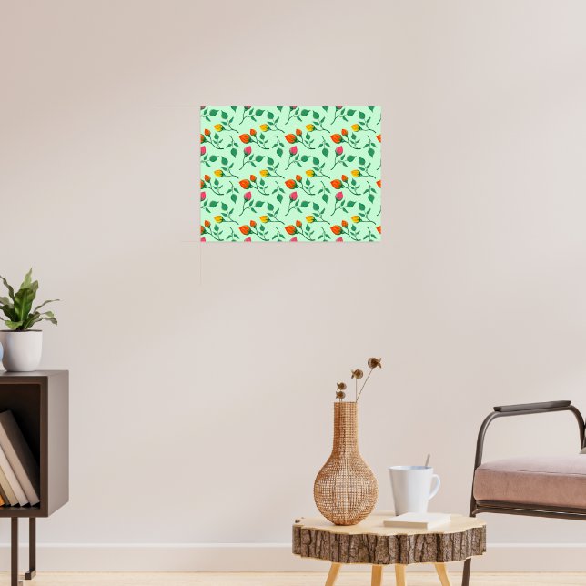 Blumenmuster mit farbigen Blume der Rose Poster (Wohnzimmer 3)