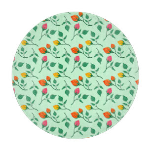 Blumenmuster mit farbigen Blume der Rose Schneidebrett