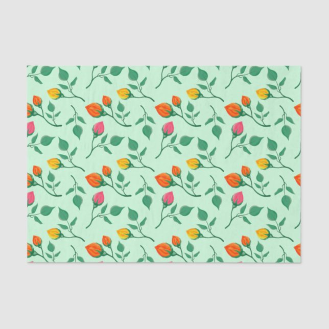 Blumenmuster mit farbigen Blume der Rose Seidenpapier (Vorderseite)