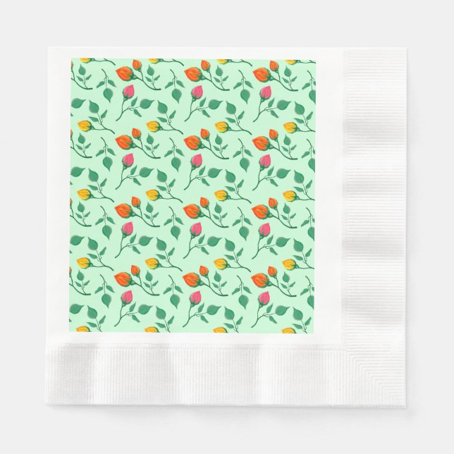 Blumenmuster mit farbigen Blume der Rose Serviette (Vorderseite)