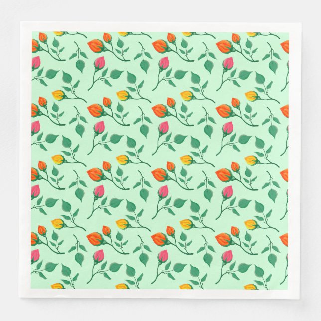 Blumenmuster mit farbigen Blume der Rose Serviette (Vorderseite)