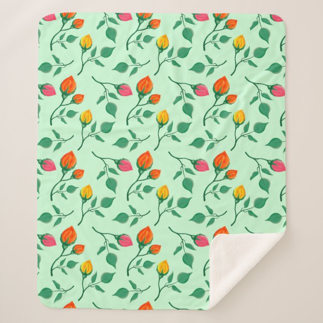 Blumenmuster mit farbigen Blume der Rose Sherpadecke (Vorderseite)