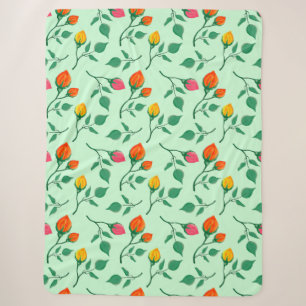 Blumenmuster mit farbigen Blume der Rose Sherpadecke