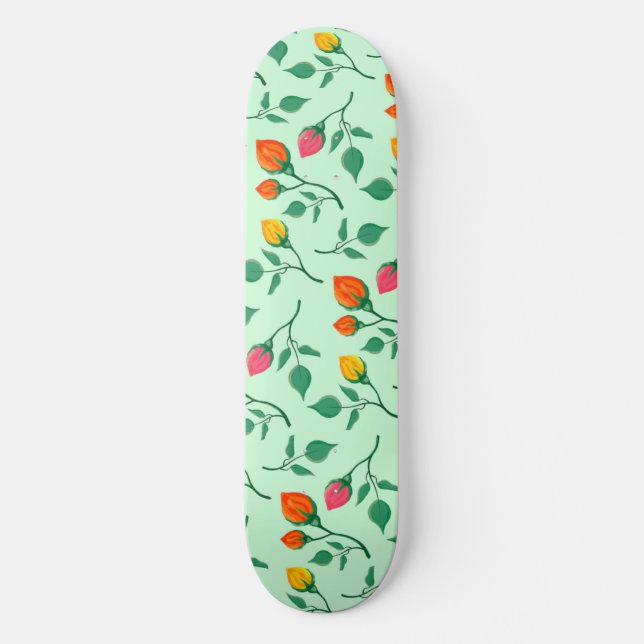 Blumenmuster mit farbigen Blume der Rose Skateboard (Vorderseite)