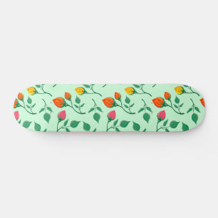 Blumenmuster mit farbigen Blume der Rose Skateboard