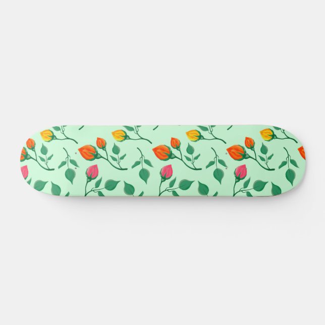 Blumenmuster mit farbigen Blume der Rose Skateboard (Horizontal)
