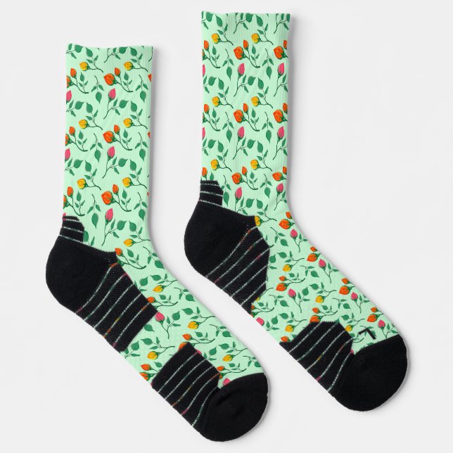 Blumenmuster mit farbigen Blume der Rose Socken (Rechts)