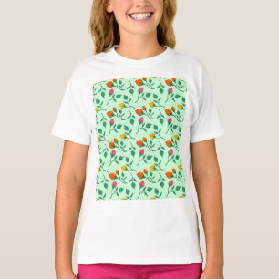 Blumenmuster mit farbigen Blume der Rose T - Shirt