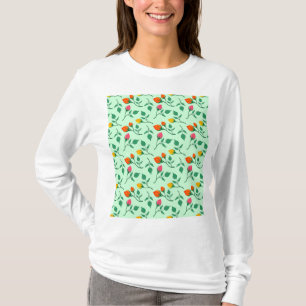 Blumenmuster mit farbigen Blume der Rose T - Shirt