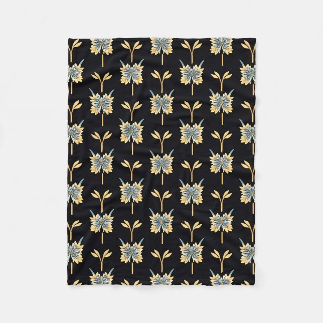Blumenmuster mit gelben Blumen Fleecedecke (Vorderseite)