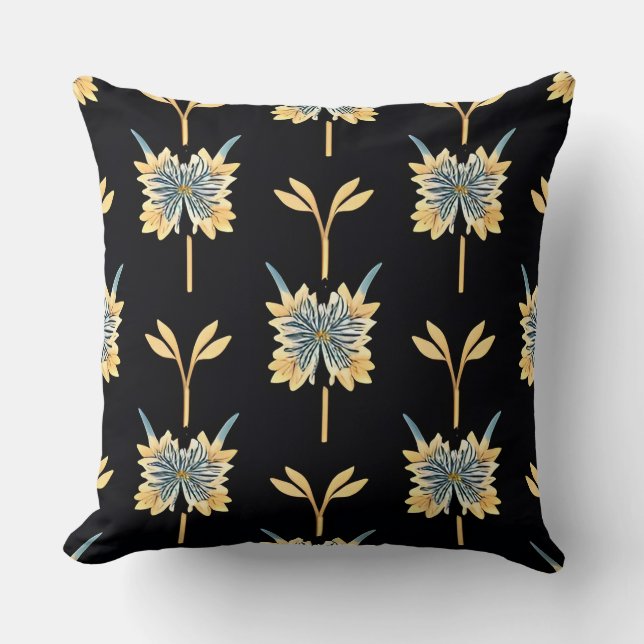 Blumenmuster mit gelben Blumen Kissen (Vorderseite)
