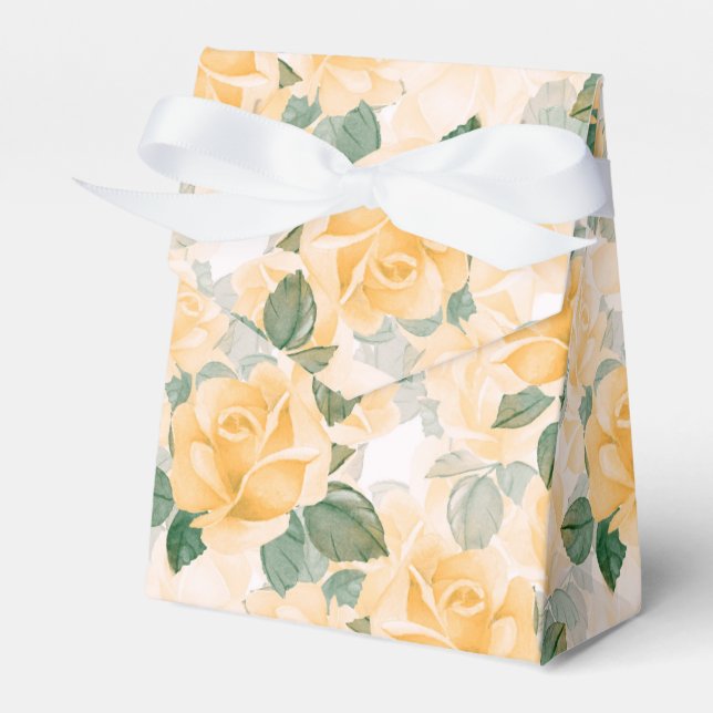 Blumenmuster mit gelben Rosen Geschenkschachtel (Vorderseite)