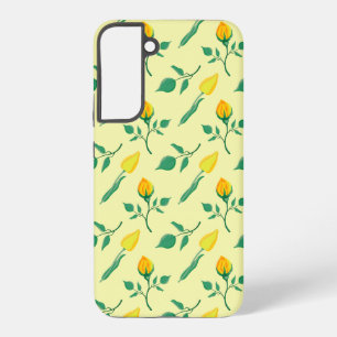 Blumenmuster mit gelben Rosen- und Tulpenblüten Samsung Galaxy Hülle