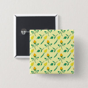 Blumenmuster mit gelben Rosen-und Tulpenfarben-Blu Button