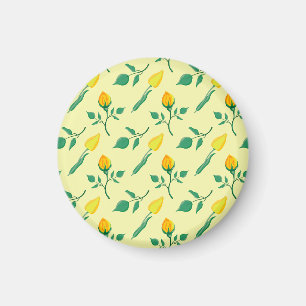Blumenmuster mit gelben Rosen-und Tulpenfarben-Blu Magnet