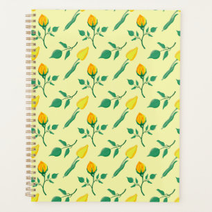 Blumenmuster mit gelben Rosen-und Tulpenfarben-Blu Planer