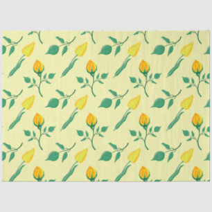 Blumenmuster mit gelben Rosen-und Tulpenfarben-Blu Seidenpapier