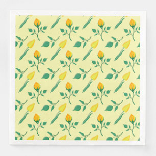 Blumenmuster mit gelben Rosen-und Tulpenfarben-Blu Serviette