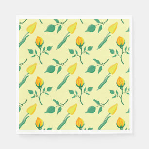 Blumenmuster mit gelben Rosen-und Tulpenfarben-Blu Serviette