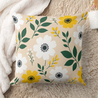 Blumenmuster mit gelben und weißen Blüten Kissen