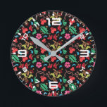 Blumenmuster mit glattem Hintergrund-45673 Runde Wanduhr<br><div class="desc">Blumenmuster mit glattem Hintergrund-45673</div>