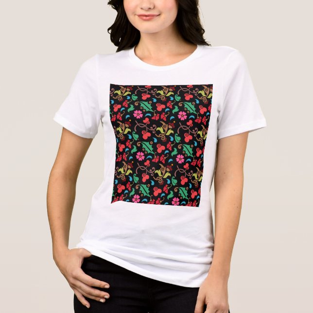 Blumenmuster mit glattem Hintergrund-45673 Tri-Blend Shirt (Vorderseite)