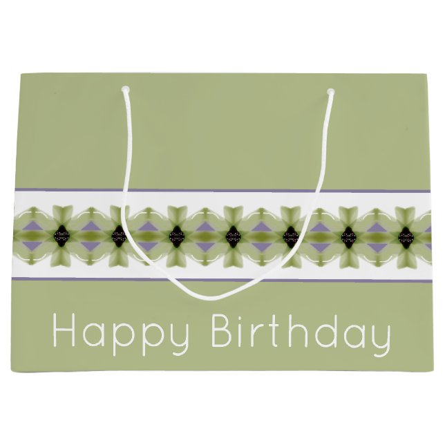 Blumenmuster mit Grün Große Geschenktüte (Vorderseite)