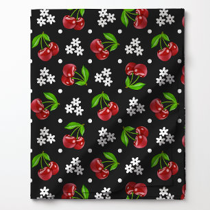 Blumenmuster mit Kirschen auf Holzkohlegrund  Stoff
