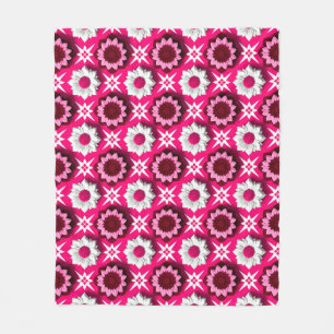 Blumenmuster mit lebendigem Rosa und weißen Lotus Fleecedecke