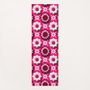 Blumenmuster mit lebendigem Rosa und weißen Lotus Yogamatte