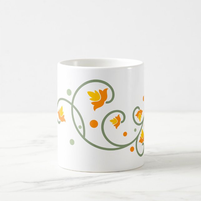 Blumenmuster mit orangefarbener und gelber Blume Kaffeetasse (Von Creator hochgeladen)
