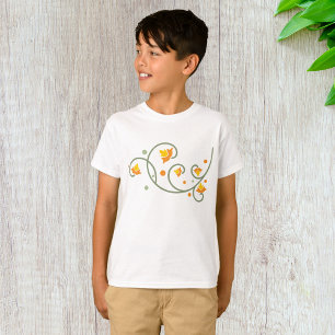 Blumenmuster mit orangefarbener und gelber Blume T-Shirt