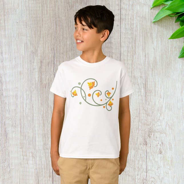 Blumenmuster mit orangefarbener und gelber Blume T-Shirt (Von Creator hochgeladen)
