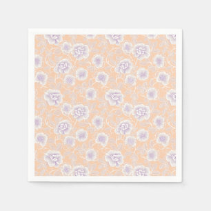Blumenmuster mit Pfirsich- und Lavendelfarben Serviette