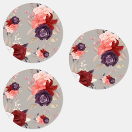 Blumenmuster mit rosa roten und violetten Rosen Etiketten