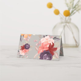 Blumenmuster mit rosa roten und violetten Rosen Platzkarte