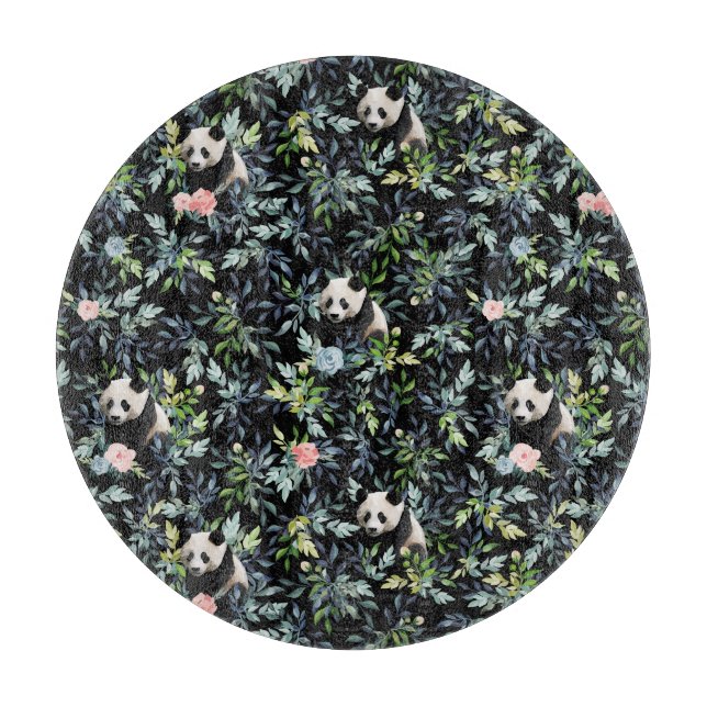 Blumenmuster mit rosa und blauen Rose Schneidebrett (Vorderseite)