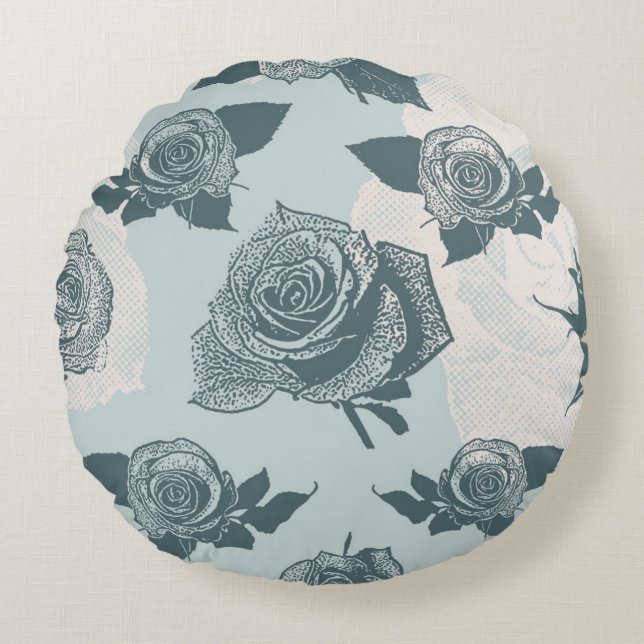 Blumenmuster mit Rose Rundes Kissen (Vorderseite)