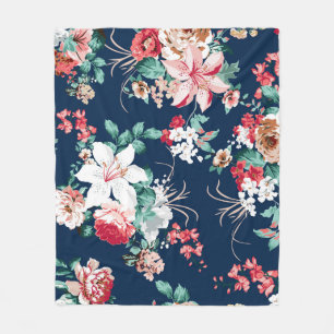 Blumenmuster mit Rose und kleinen Blume mit v Fleecedecke