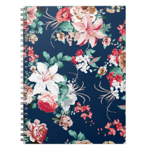 Blumenmuster mit Rose und kleinen Blume mit v Notizblock