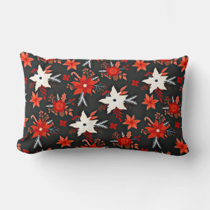 Blumenmuster mit Rot-Weiß-Blume-11438 Lendenkissen