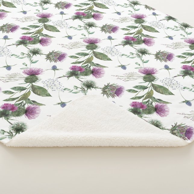 Blumenmuster mit schottischer Distel Sherpadecke (3/4)