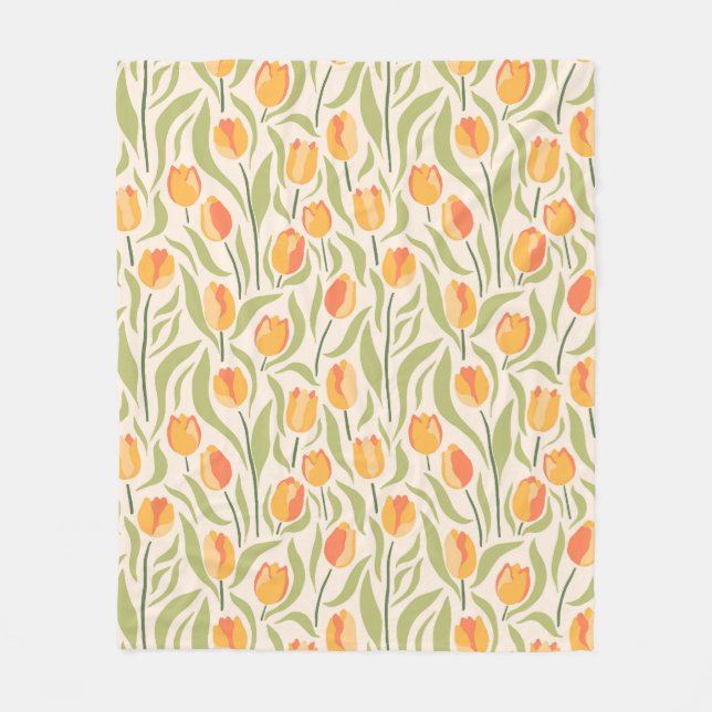Blumenmuster mit Tulpen Fleecedecke (Vorderseite)