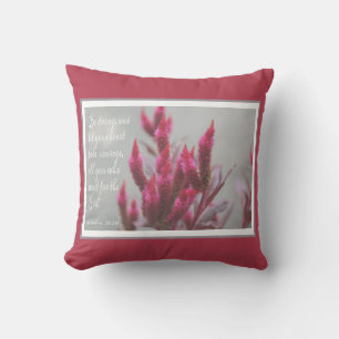 Blumenmuster mit Vers von Psalm 31:24 Kissen